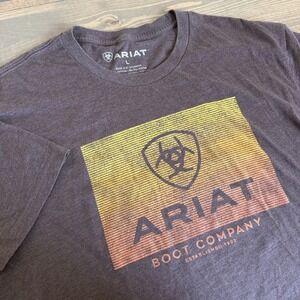 Ariat Men's Large Brown Crewneck Graphic Print Short Sleeve Tee T-Shirt Top